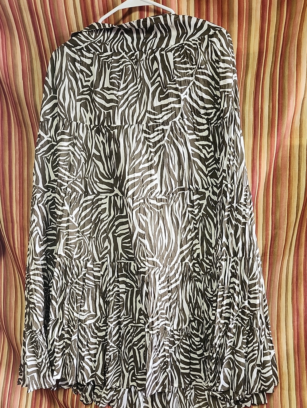 Jones New York Brown and White Zebra Tiered Maxi Skirt